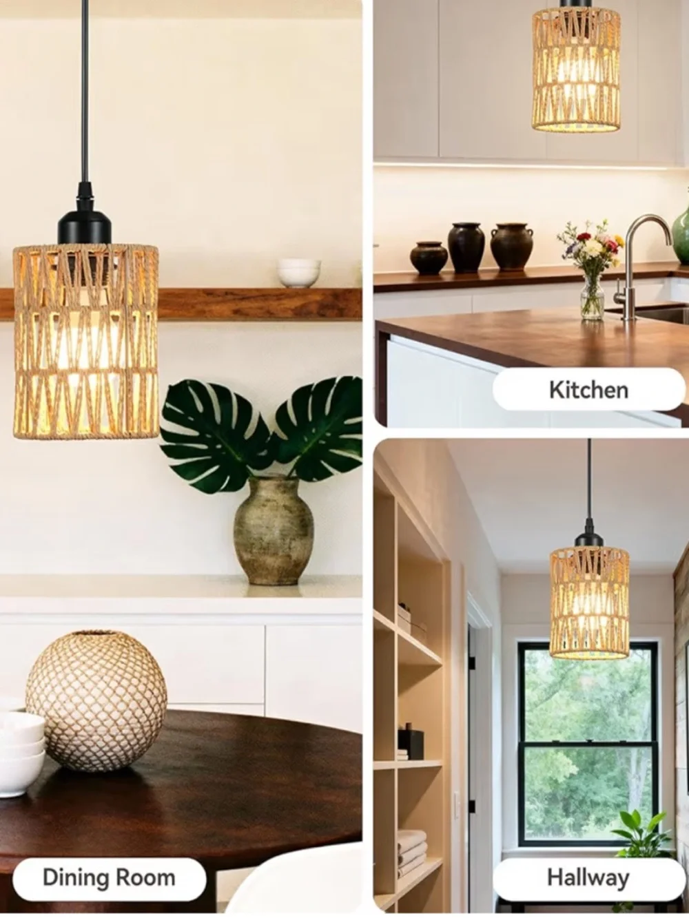NEW! Hand Woven Rattan Pendant Light 4.7